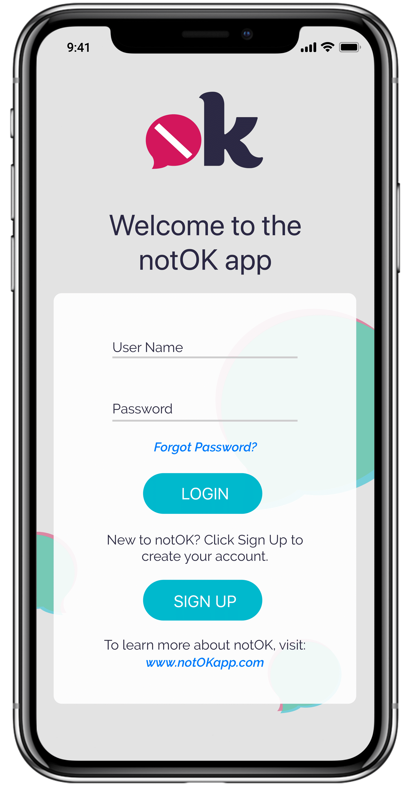 notOK Login Screen