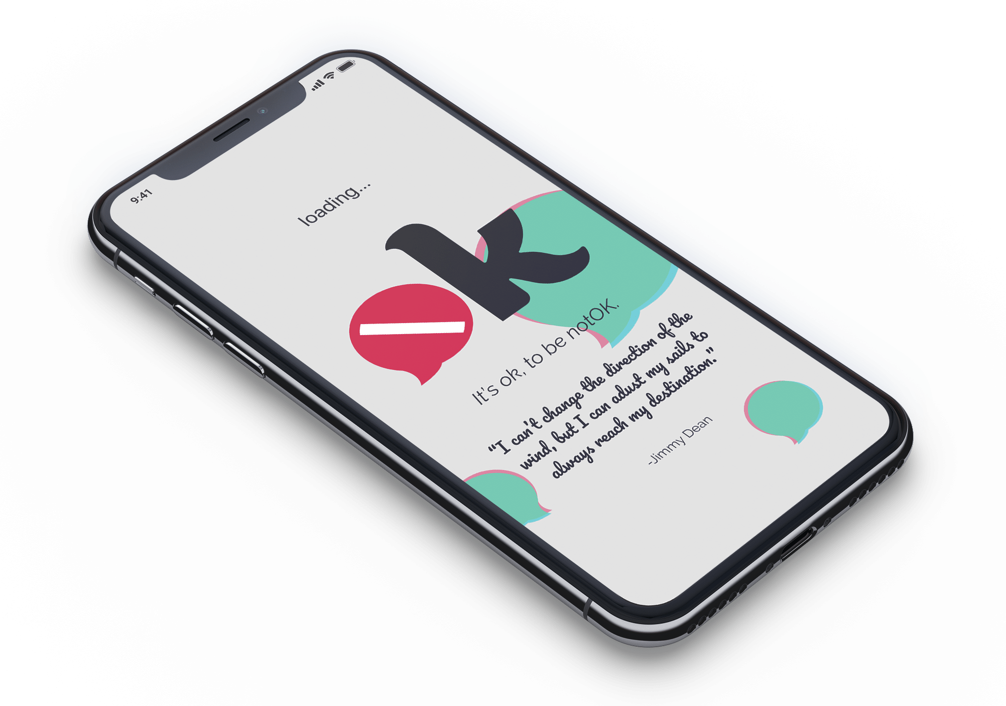 NotOK App on an iPhone X